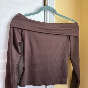 Elegant Off-Shoulder Brown Top